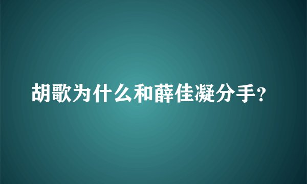 胡歌为什么和薛佳凝分手？