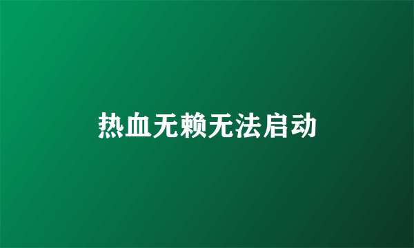 热血无赖无法启动