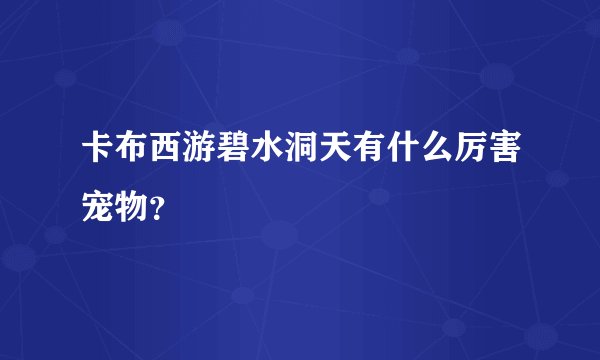 卡布西游碧水洞天有什么厉害宠物？