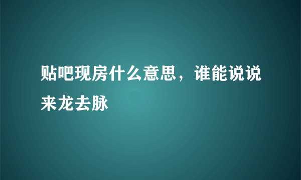 贴吧现房什么意思，谁能说说来龙去脉