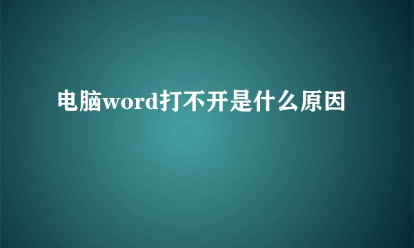 电脑word打不开是什么原因