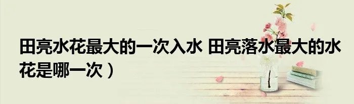 田亮水花最大的一次入水 田亮落水最大的水花是哪一次)