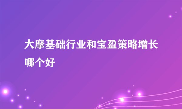 大摩基础行业和宝盈策略增长哪个好
