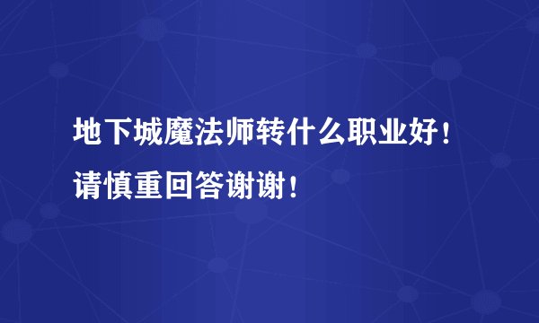 地下城魔法师转什么职业好！请慎重回答谢谢！