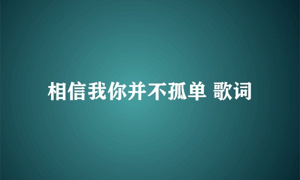 相信我你并不孤单 歌词