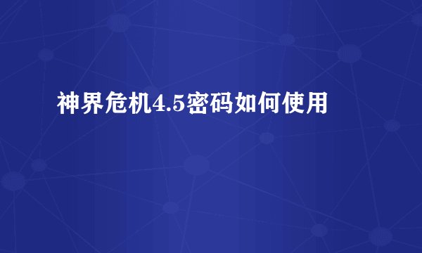 神界危机4.5密码如何使用