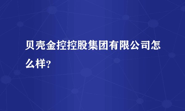 贝壳金控控股集团有限公司怎么样？