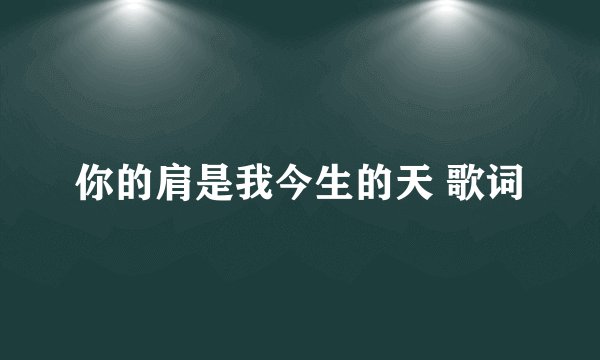 你的肩是我今生的天 歌词
