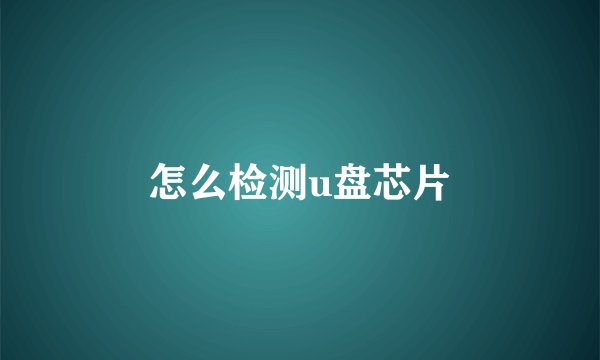 怎么检测u盘芯片