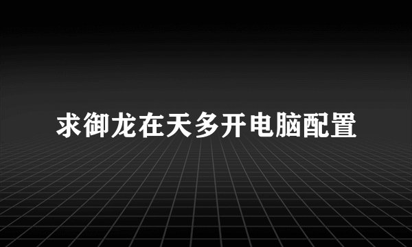 求御龙在天多开电脑配置
