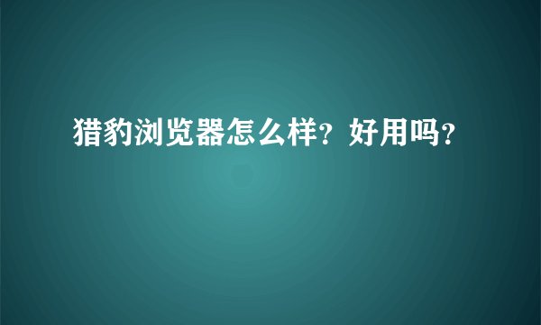 猎豹浏览器怎么样？好用吗？