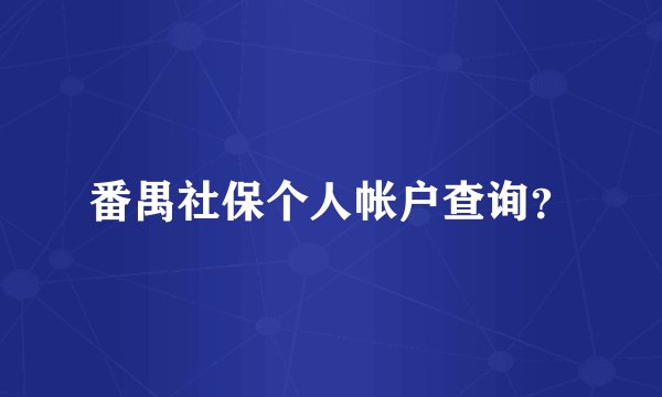 番禺社保个人帐户查询？