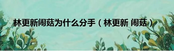 林更新闹菇为什么分手（林更新 闹菇）