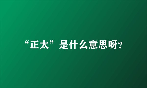 “正太”是什么意思呀？