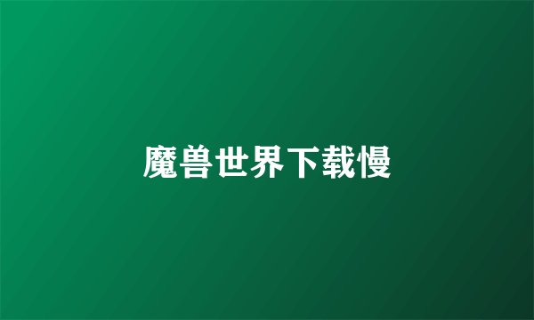 魔兽世界下载慢