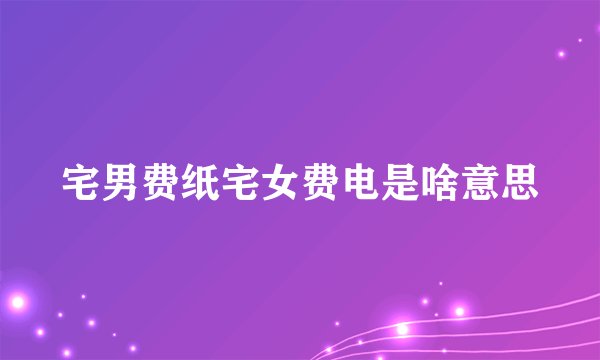 宅男费纸宅女费电是啥意思