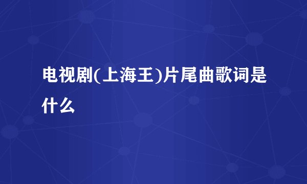 电视剧(上海王)片尾曲歌词是什么