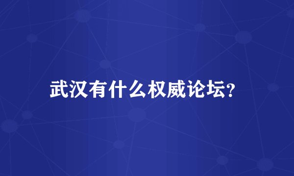 武汉有什么权威论坛？