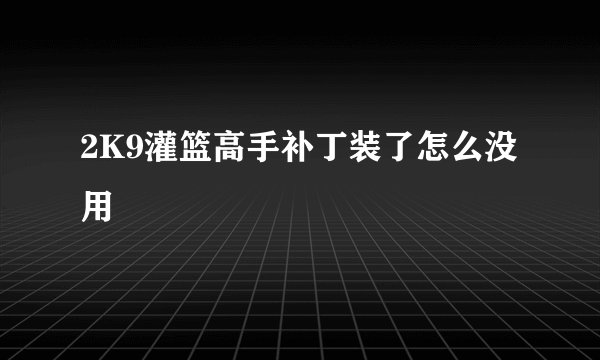 2K9灌篮高手补丁装了怎么没用