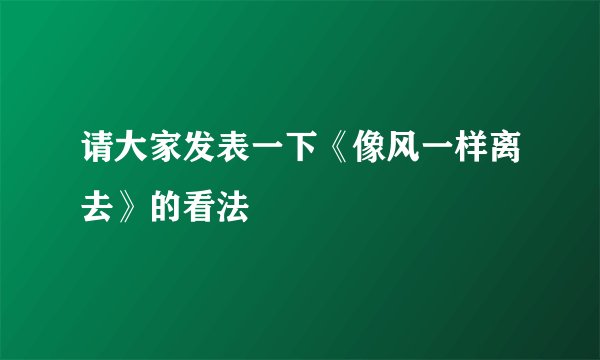 请大家发表一下《像风一样离去》的看法