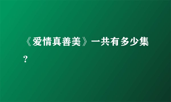 《爱情真善美》一共有多少集？