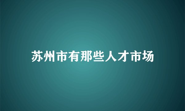 苏州市有那些人才市场
