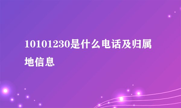 10101230是什么电话及归属地信息