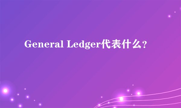 General Ledger代表什么？