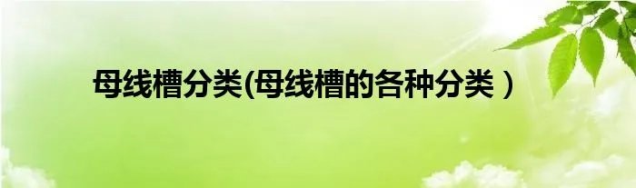 母线槽分类(母线槽的各种分类）