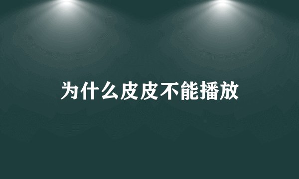 为什么皮皮不能播放