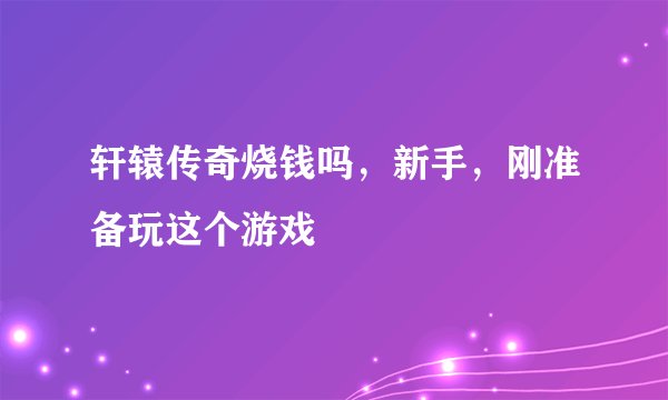 轩辕传奇烧钱吗，新手，刚准备玩这个游戏