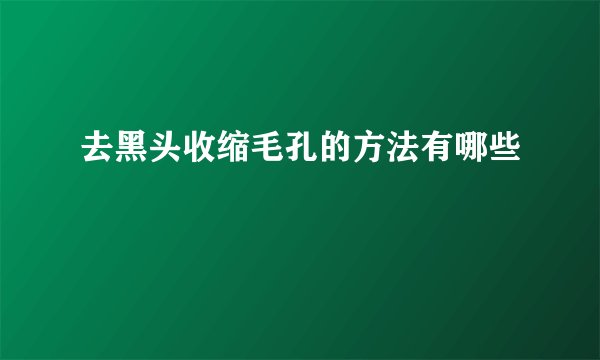去黑头收缩毛孔的方法有哪些