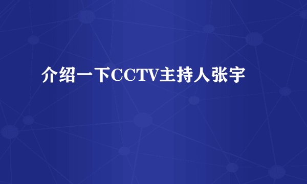 介绍一下CCTV主持人张宇
