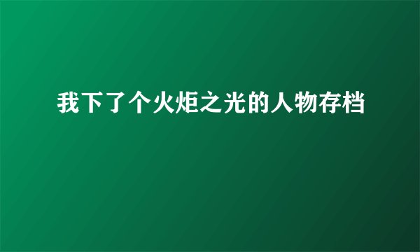 我下了个火炬之光的人物存档