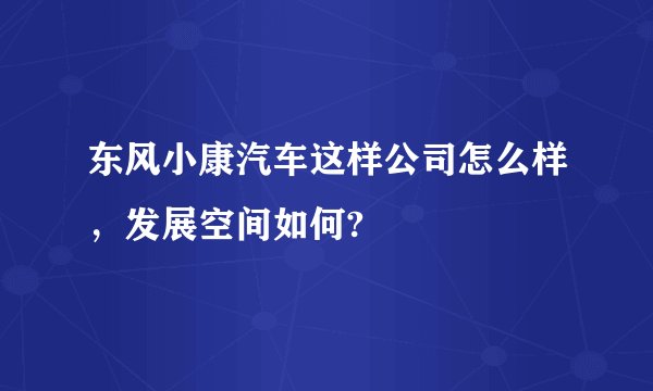 东风小康汽车这样公司怎么样，发展空间如何?