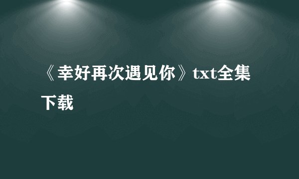 《幸好再次遇见你》txt全集下载