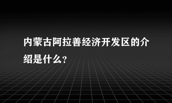 内蒙古阿拉善经济开发区的介绍是什么？
