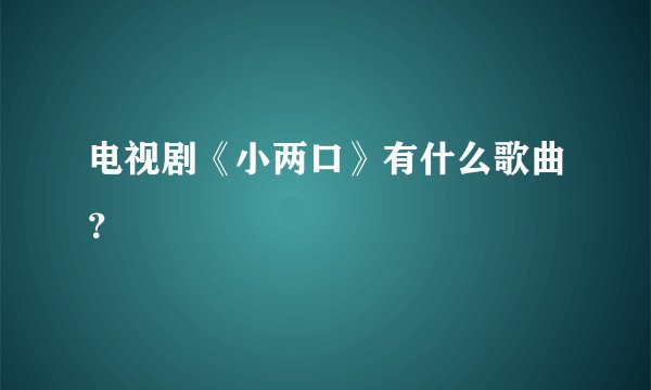 电视剧《小两口》有什么歌曲？