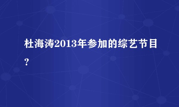 杜海涛2013年参加的综艺节目？