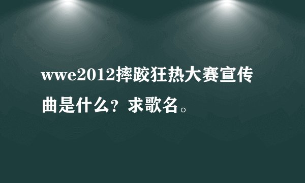 wwe2012摔跤狂热大赛宣传曲是什么？求歌名。