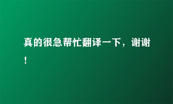真的很急帮忙翻译一下，谢谢！