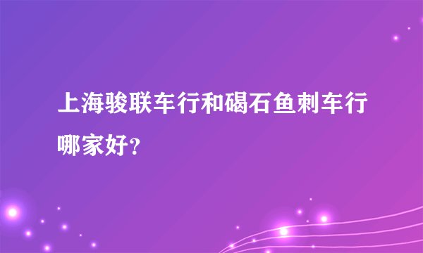 上海骏联车行和碣石鱼刺车行哪家好？