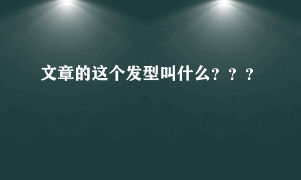 文章的这个发型叫什么？？？