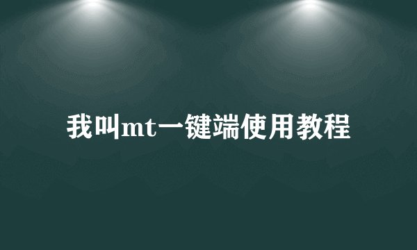 我叫mt一键端使用教程
