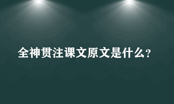 全神贯注课文原文是什么？