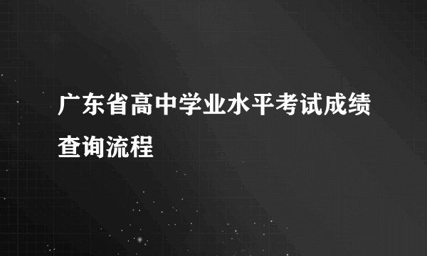 广东省高中学业水平考试成绩查询流程