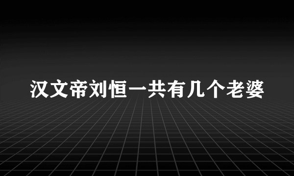 汉文帝刘恒一共有几个老婆