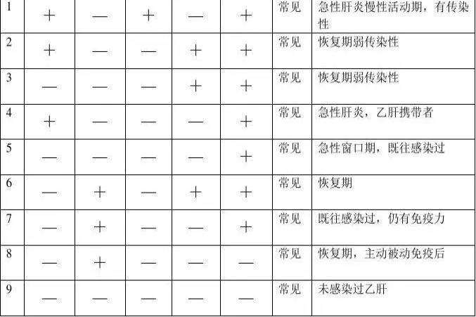 乙肝对照表图片