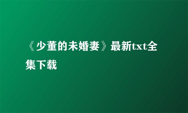 《少董的未婚妻》最新txt全集下载