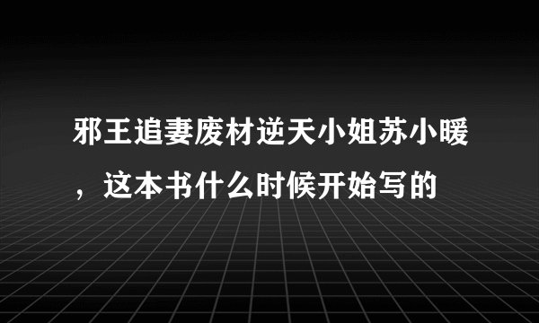 邪王追妻废材逆天小姐苏小暖,这本书什么时候开始写的